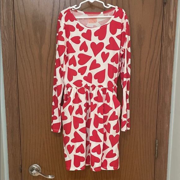 Cat & Jack Other - Cat & Jack UEC Girls Sz XL (14) Red Heart Long Sleeve Dress ❤️